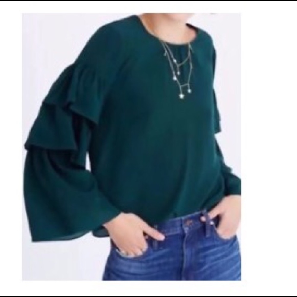 madewell ruffle sleeve blouse silk